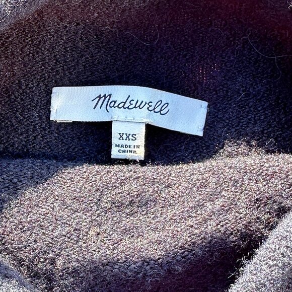 MADEWELL Whitworth Mockneck Striped Sweater - wool blend - XXS - navy, orange - Picture 7 of 10